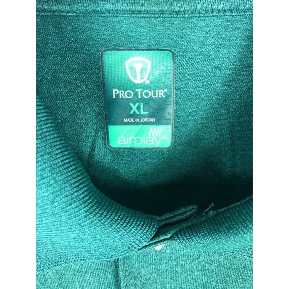 Pro Tour Men's XL Polo Short Sleeve Button Green Polyester Adult Shirt A10 - Picture 2 of 4